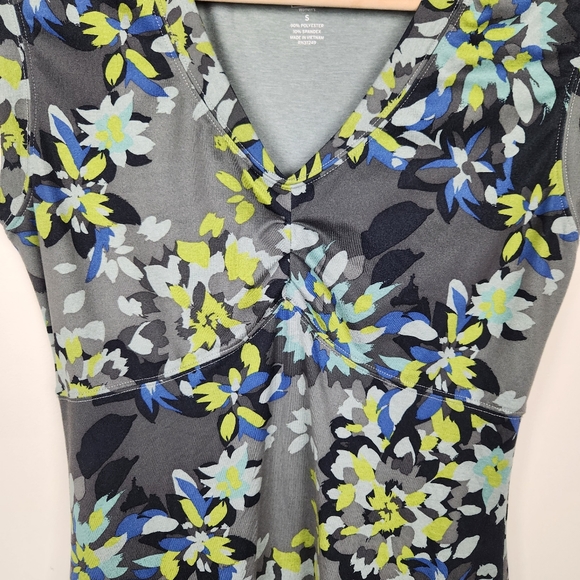 REI Gray Blue Green Floral V Neck Sleeveless Dress Sz S - Picture 3 of 6